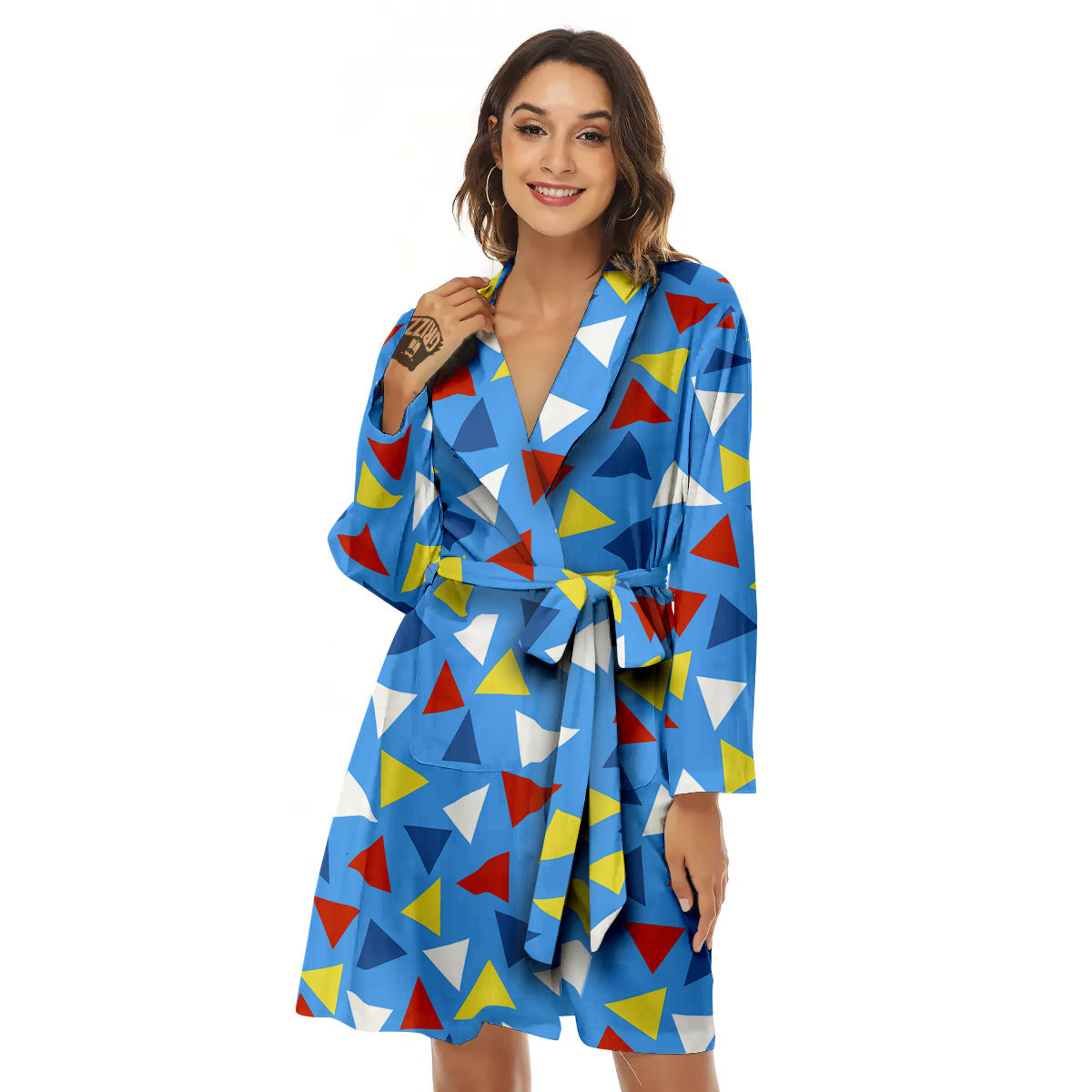 Triangle Autism Awareness Color Print Pattern Women's Robe-grizzshop