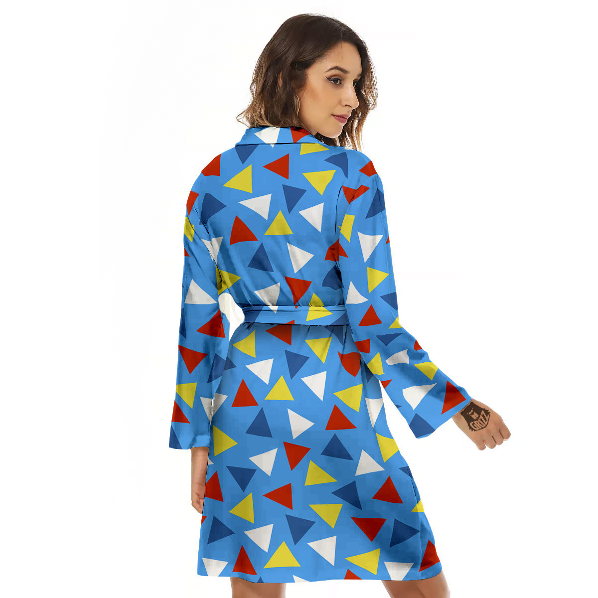 Triangle Autism Awareness Color Print Pattern Women's Robe-grizzshop