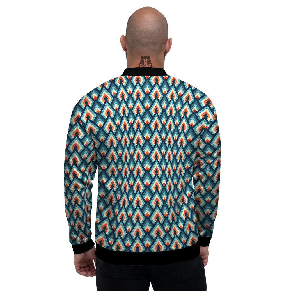 Triangle Blue Geometric Print Pattern Men's Bomber Jacket-grizzshop