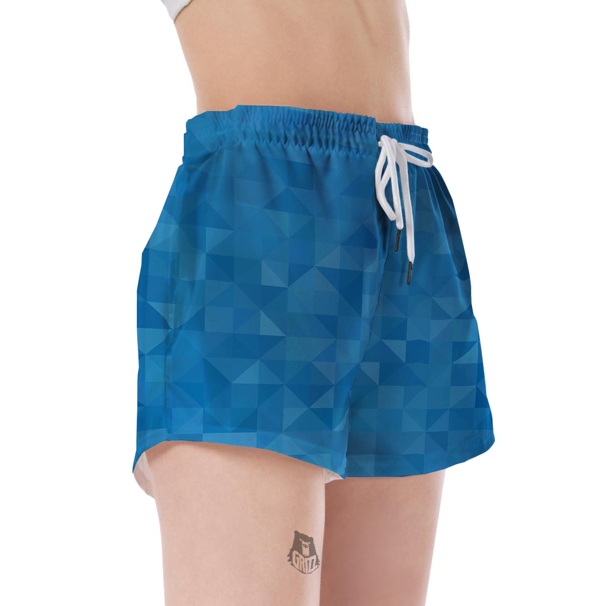 Triangle Blue Pattern Print Women's Shorts-grizzshop