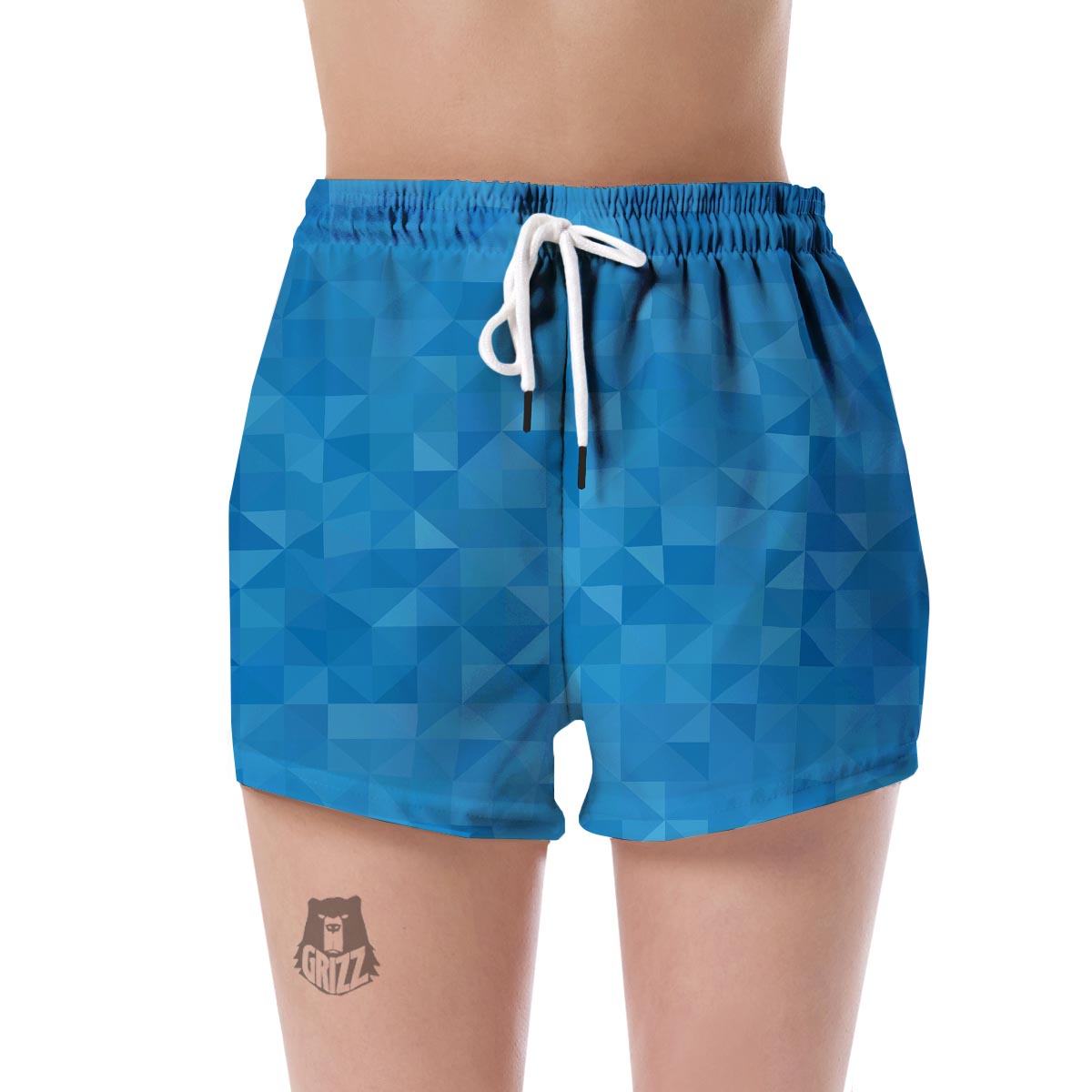 Triangle Blue Pattern Print Women's Shorts-grizzshop