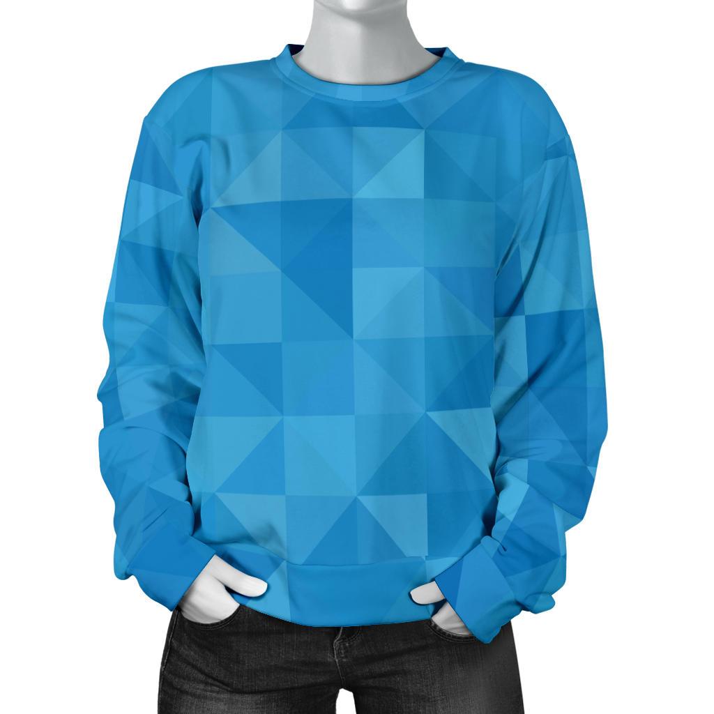 Triangle Blue Pattern Print Women's Sweatshirt-grizzshop