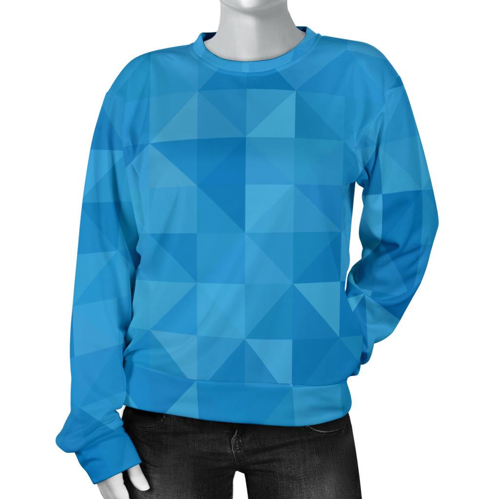 Triangle Blue Pattern Print Women's Sweatshirt-grizzshop
