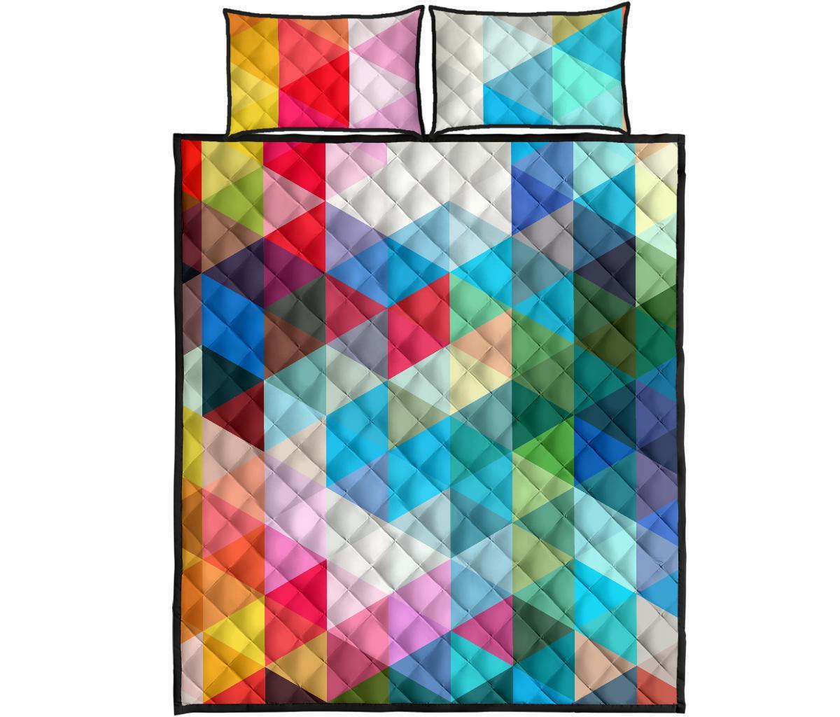 Triangle Colorful Pattern Print Bed Set Quilt-grizzshop