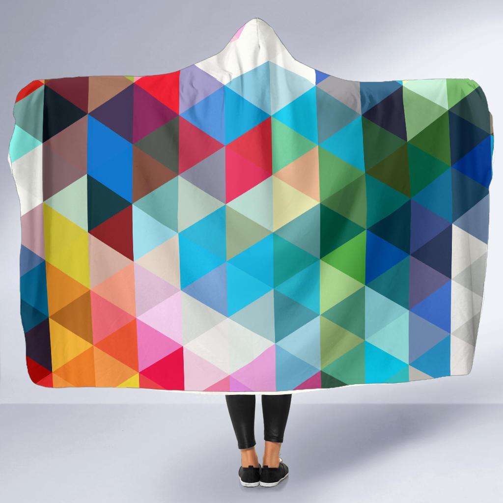 Triangle Colorful Pattern Print Hooded Blanket-grizzshop
