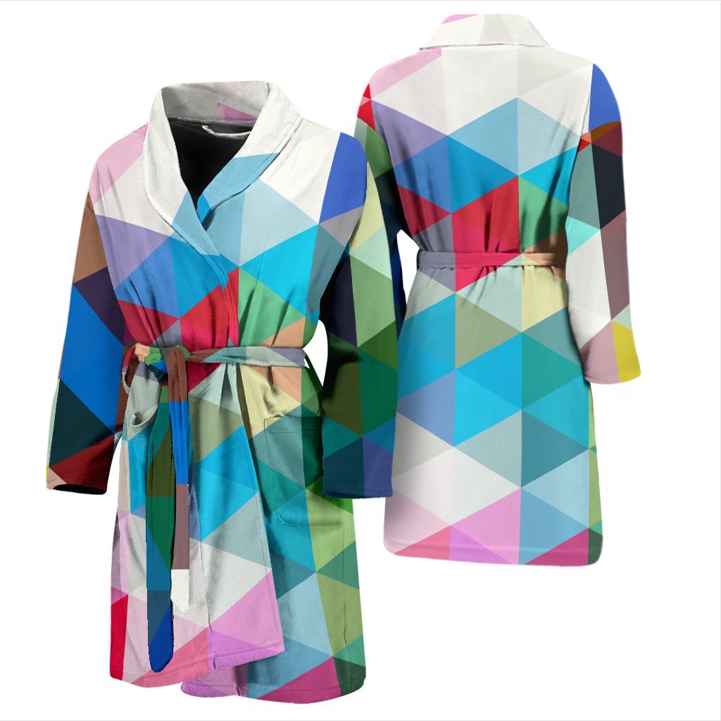 Triangle Colorful Pattern Print Men Long Robe-grizzshop