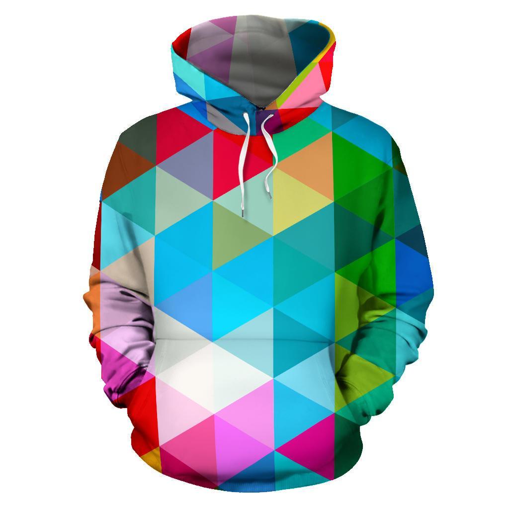 Triangle Colorful Pattern Print Men Women Pullover Hoodie-grizzshop