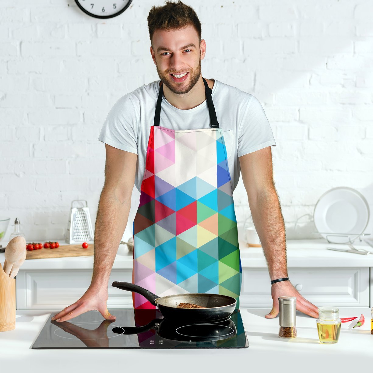 Triangle Colorful Pattern Print Men's Apron-grizzshop