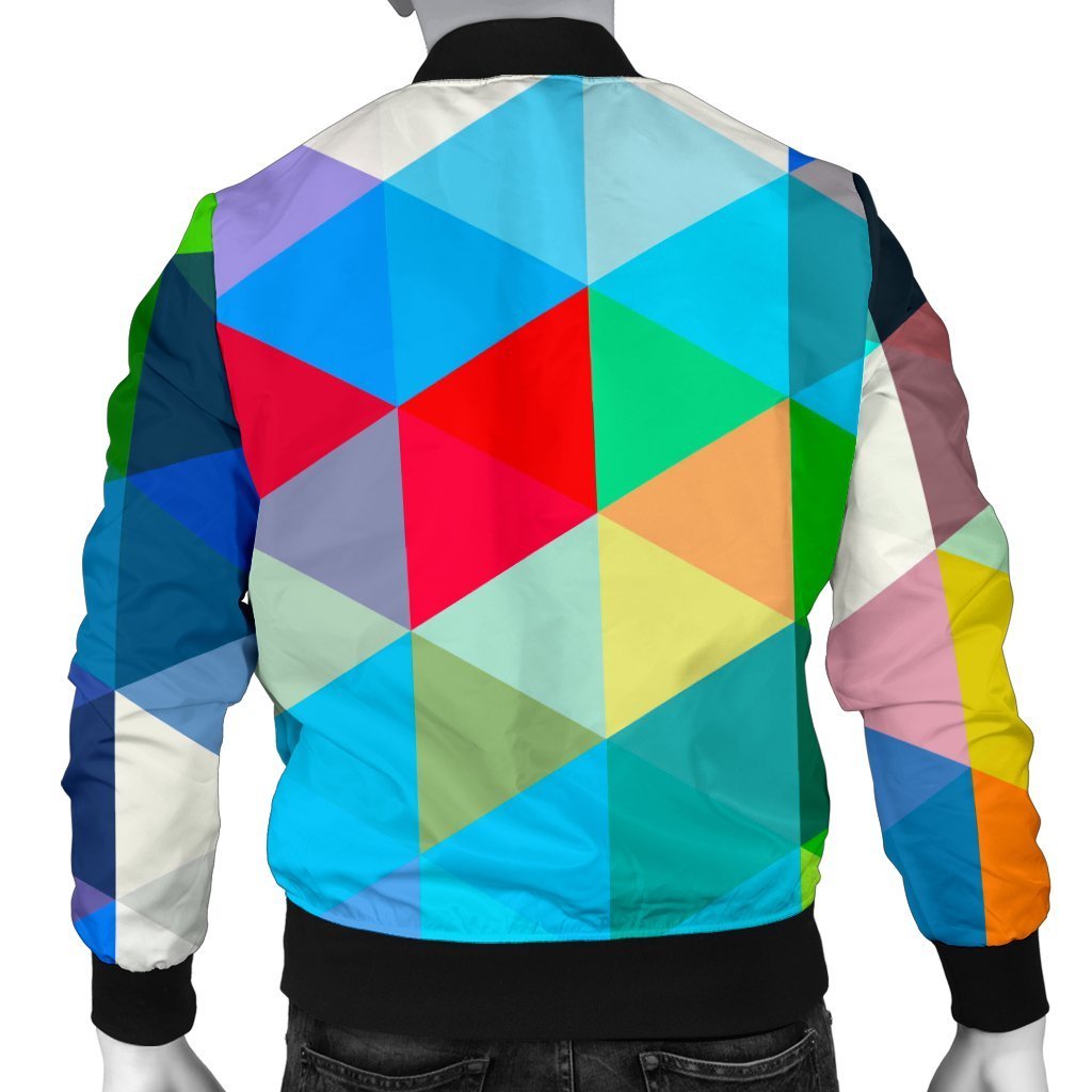 Triangle Colorful Pattern Print Men's Bomber Jacket-grizzshop