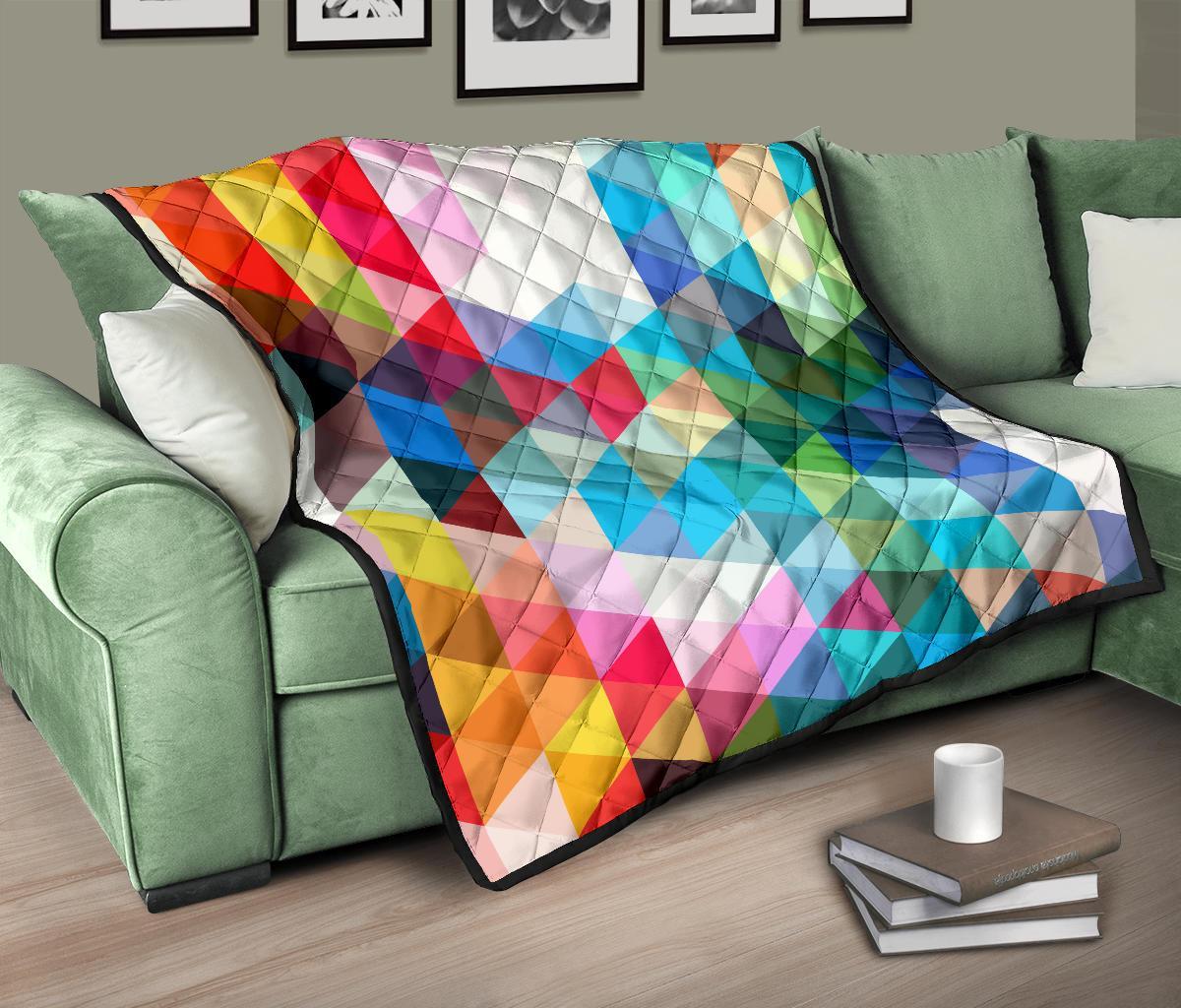 Triangle Colorful Pattern Print Quilt-grizzshop