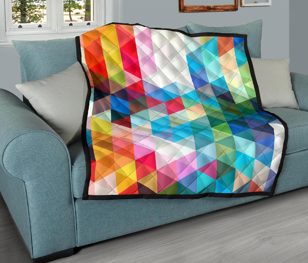 Triangle Colorful Pattern Print Quilt-grizzshop