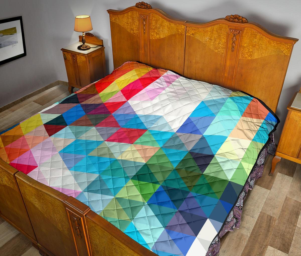 Triangle Colorful Pattern Print Quilt-grizzshop
