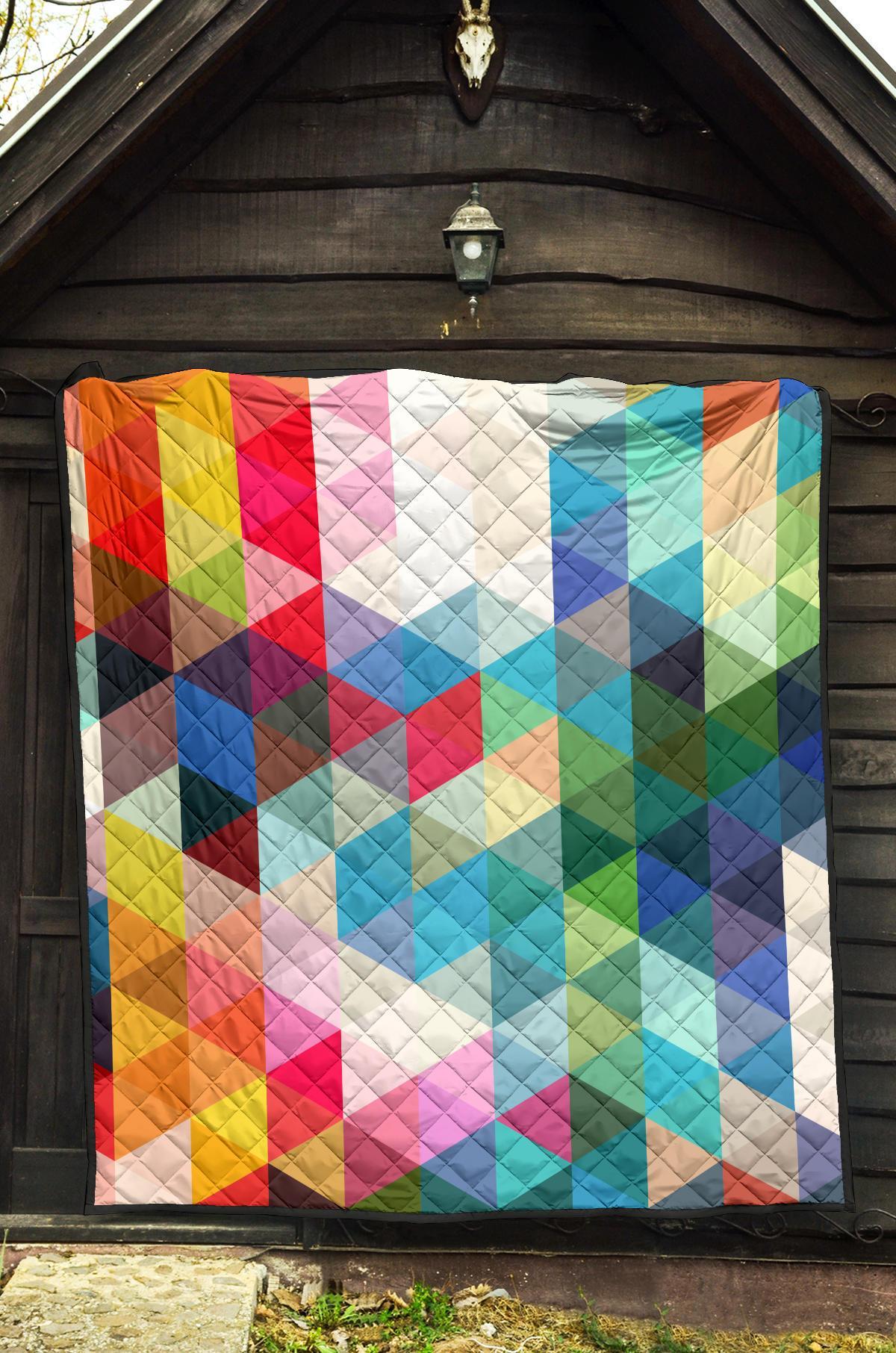 Triangle Colorful Pattern Print Quilt-grizzshop
