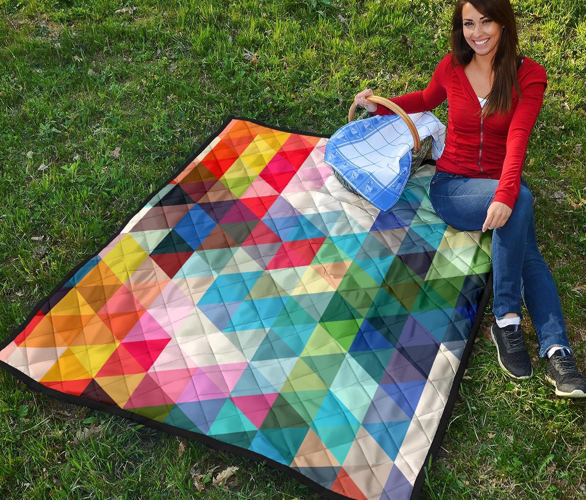 Triangle Colorful Pattern Print Quilt-grizzshop