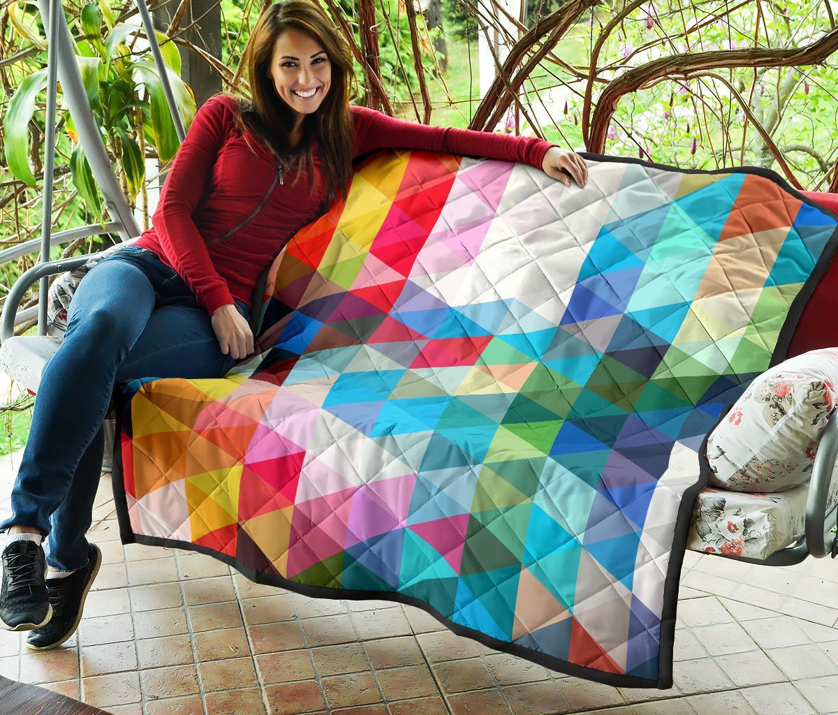 Triangle Colorful Pattern Print Quilt-grizzshop
