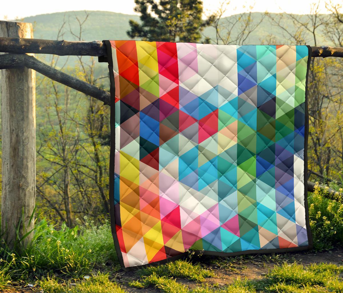 Triangle Colorful Pattern Print Quilt-grizzshop