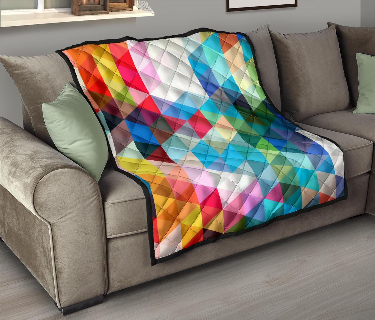 Triangle Colorful Pattern Print Quilt-grizzshop
