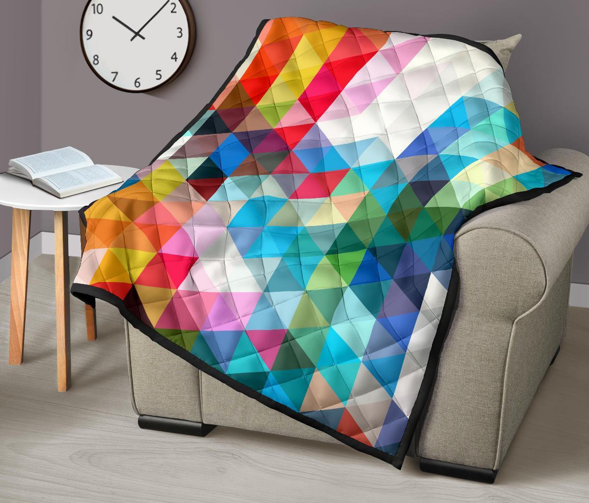 Triangle Colorful Pattern Print Quilt-grizzshop