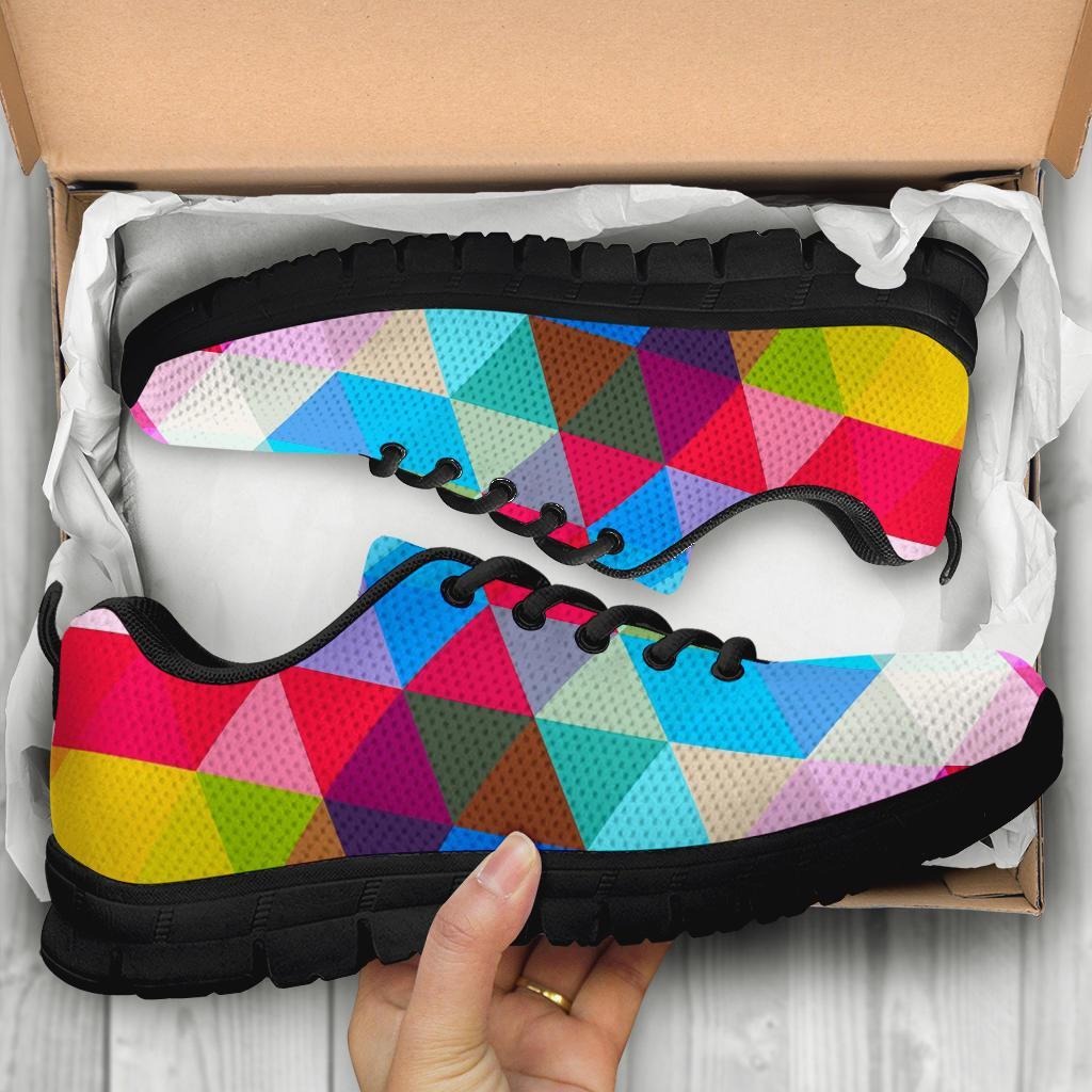 Triangle Colorful Pattern Print Sneaker Shoes For Men Women-grizzshop