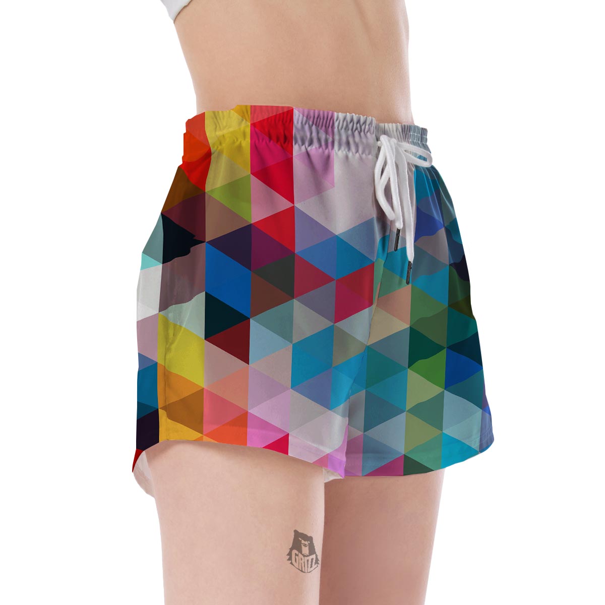Triangle Colorful Pattern Print Women's Shorts-grizzshop