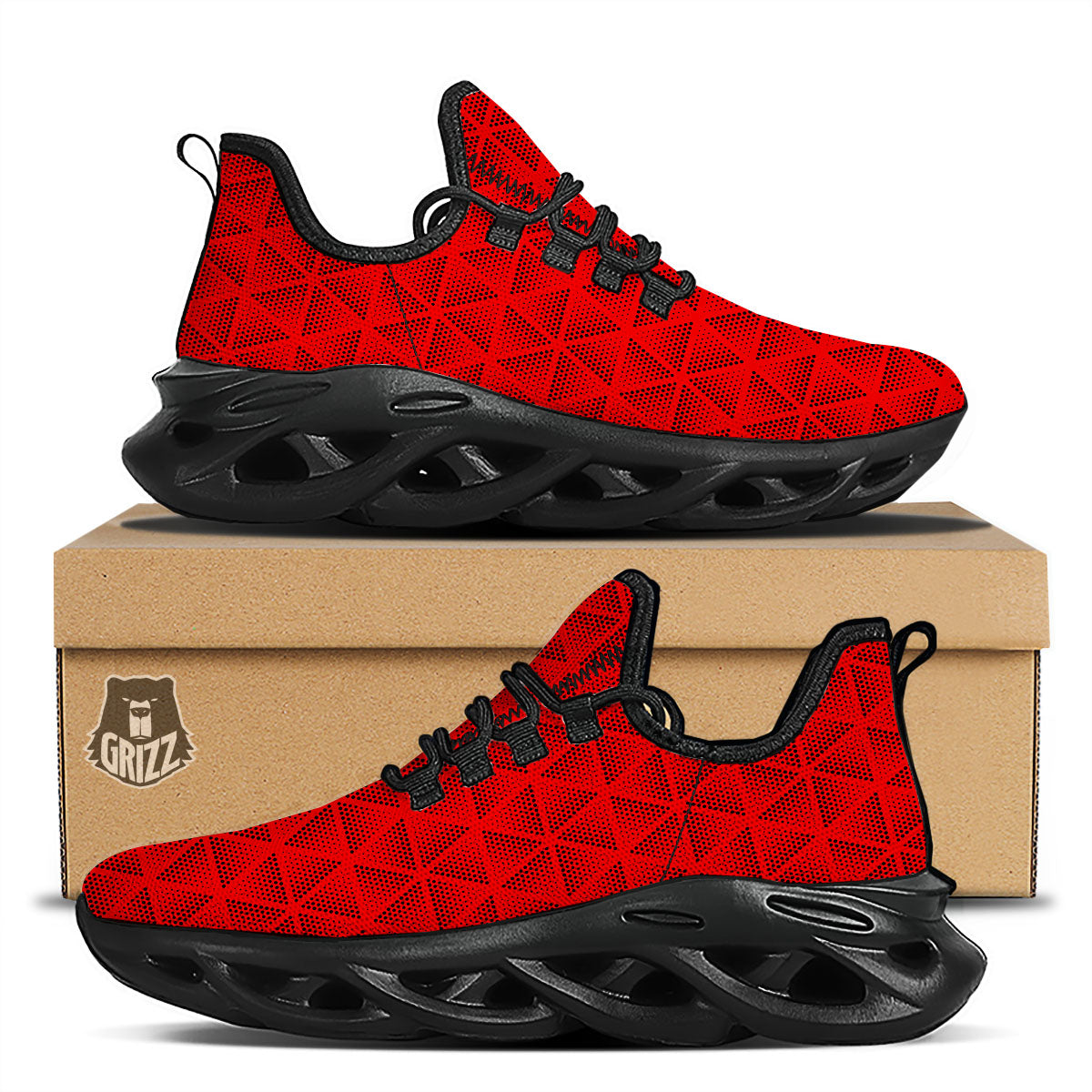 Triangle Dot Geometric Print Pattern Black Running Shoes-grizzshop
