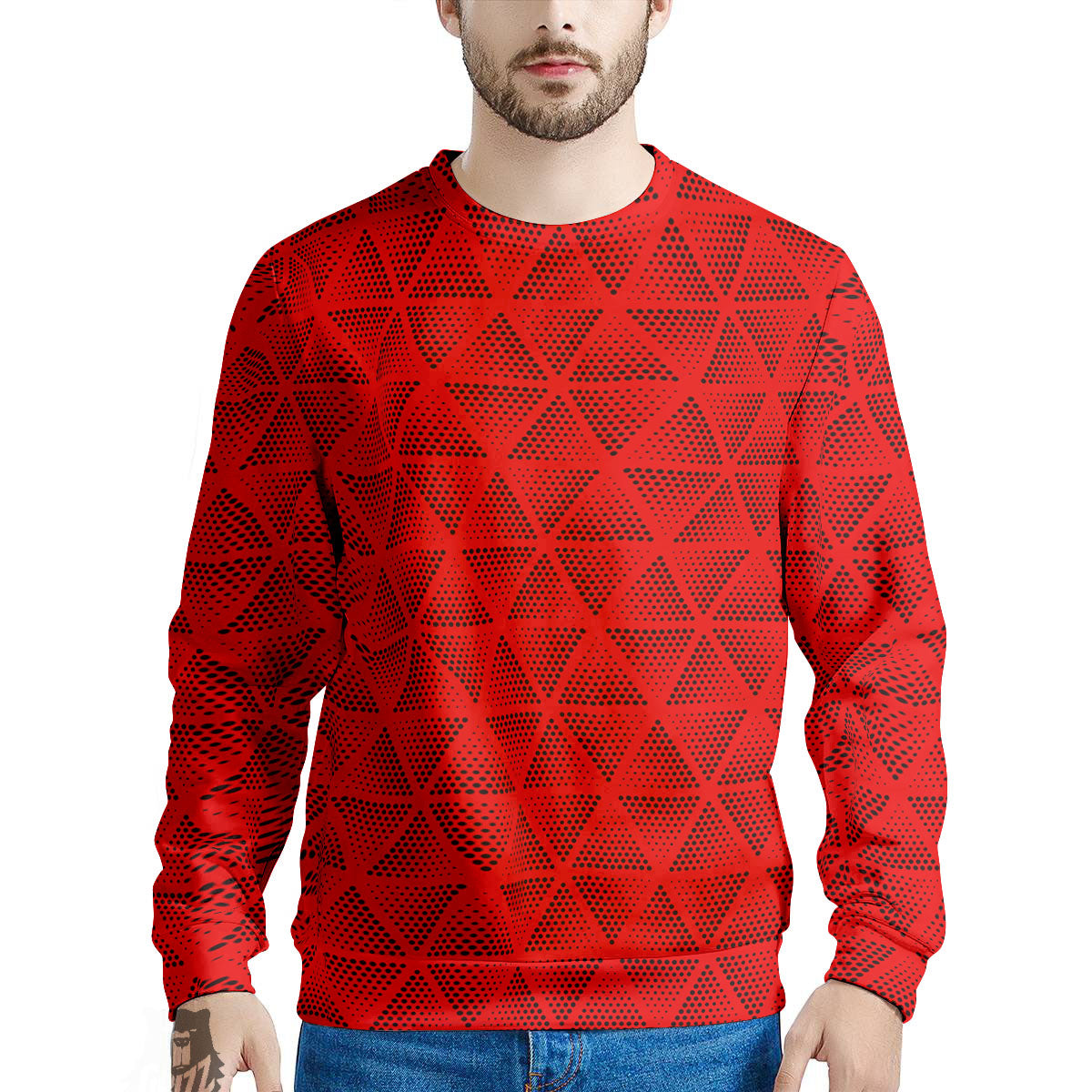 Triangle Dot Geometric Print Pattern Men's Sweatshirt-grizzshop