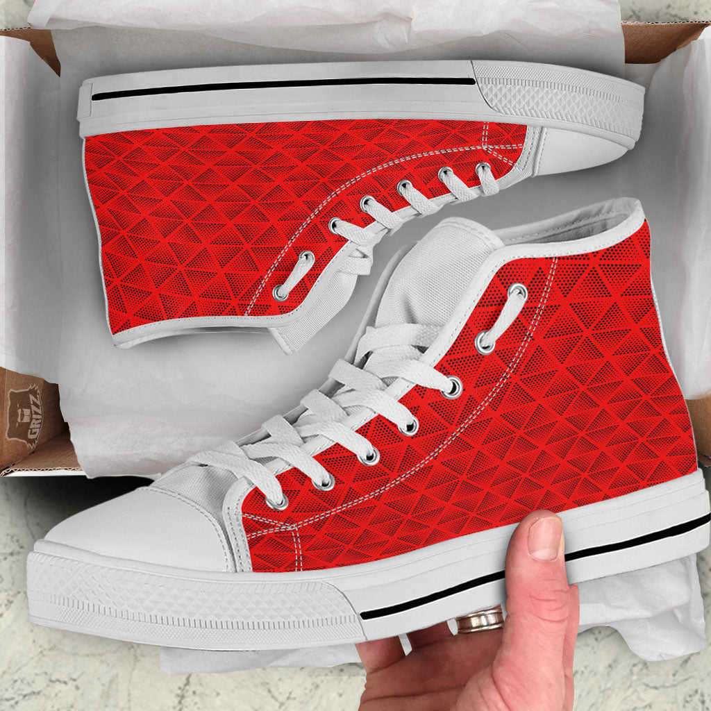 Triangle Dot Geometric Print Pattern White High Top Shoes-grizzshop