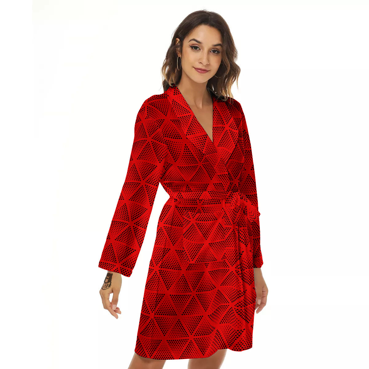 Triangle Dot Geometric Print Pattern Women's Robe-grizzshop