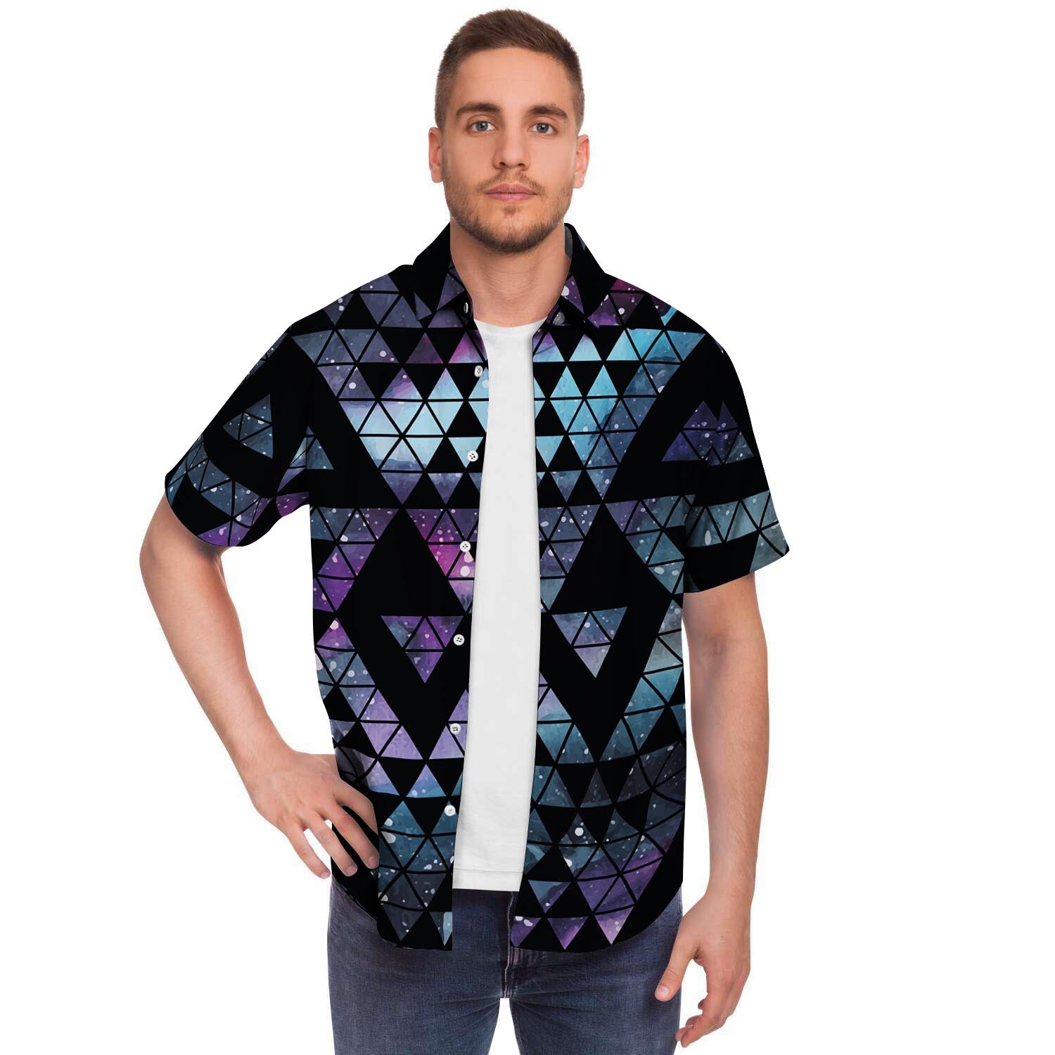 Triangle Galaxy Space Men's Short Sleeve Shirt-grizzshop