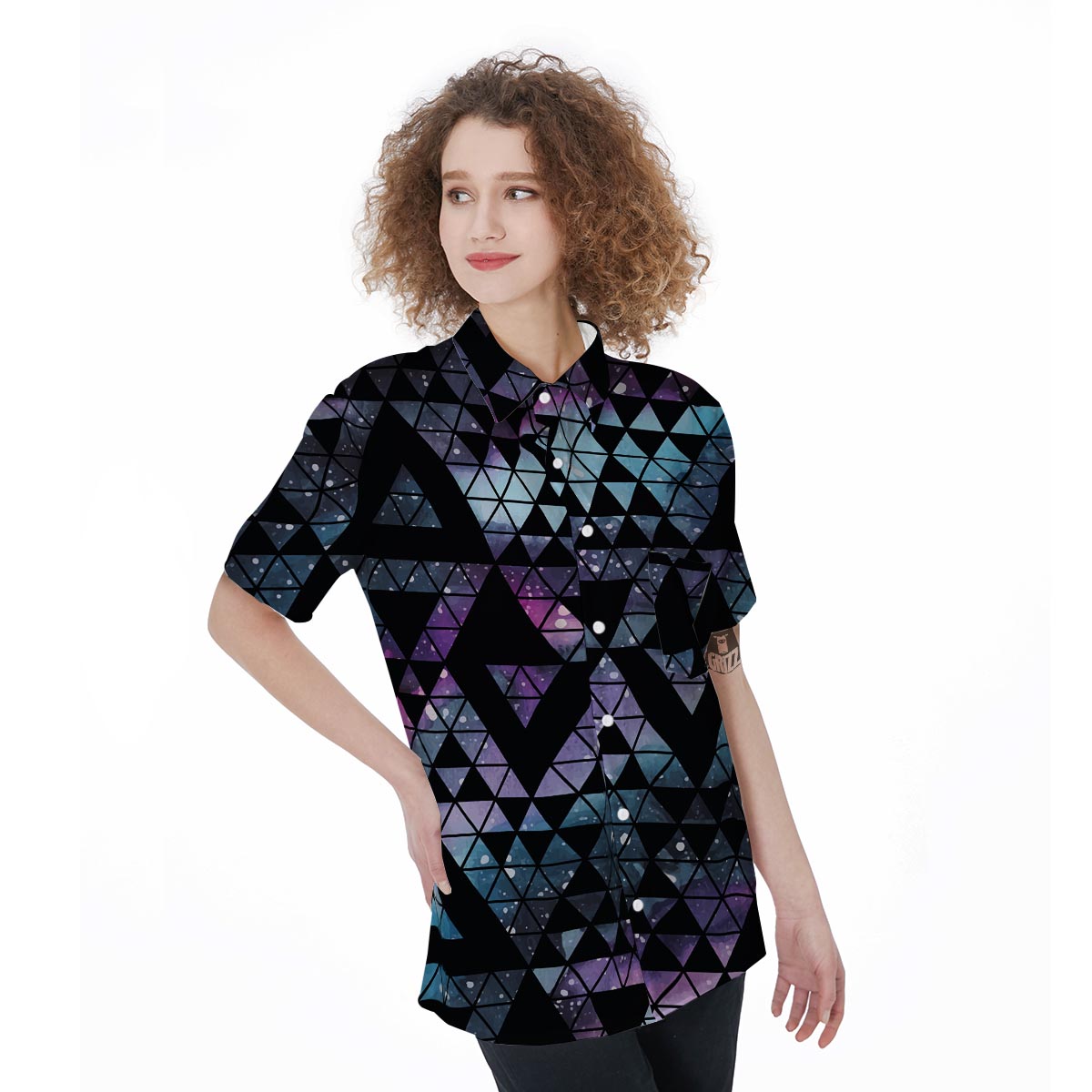 Triangle Galaxy Space Women's Short Sleeve Shirts-grizzshop