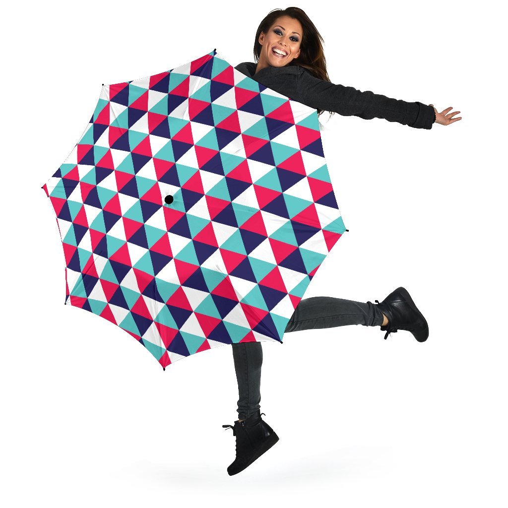 Triangle Pattern Print Automatic Foldable Umbrella-grizzshop