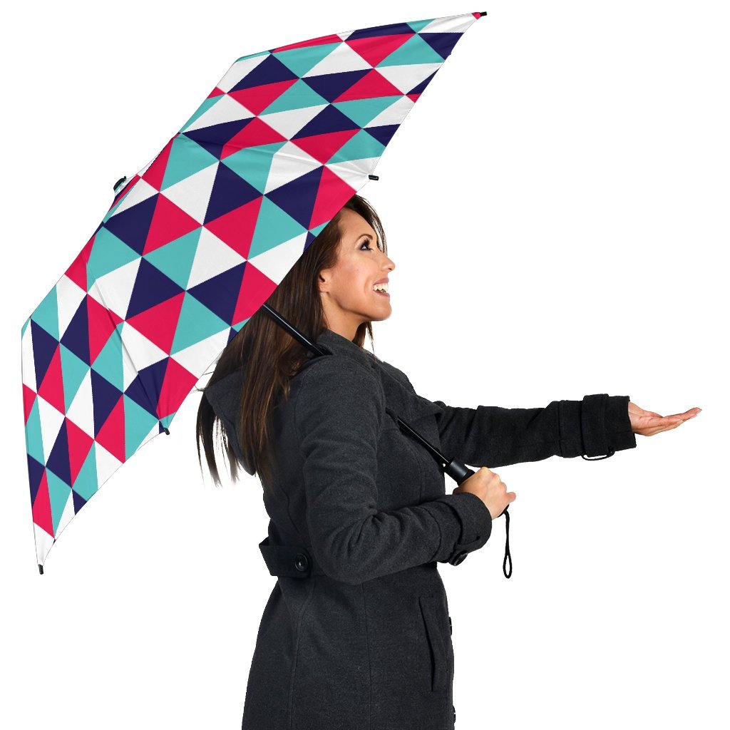 Triangle Pattern Print Automatic Foldable Umbrella-grizzshop