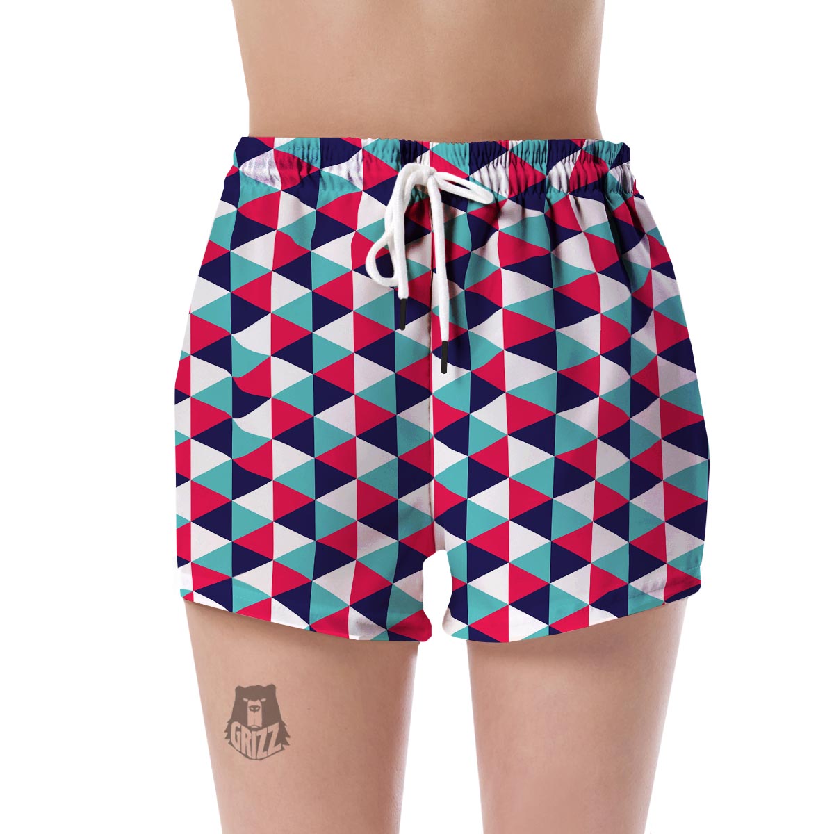 Triangle Pattern Print Women's Shorts-grizzshop