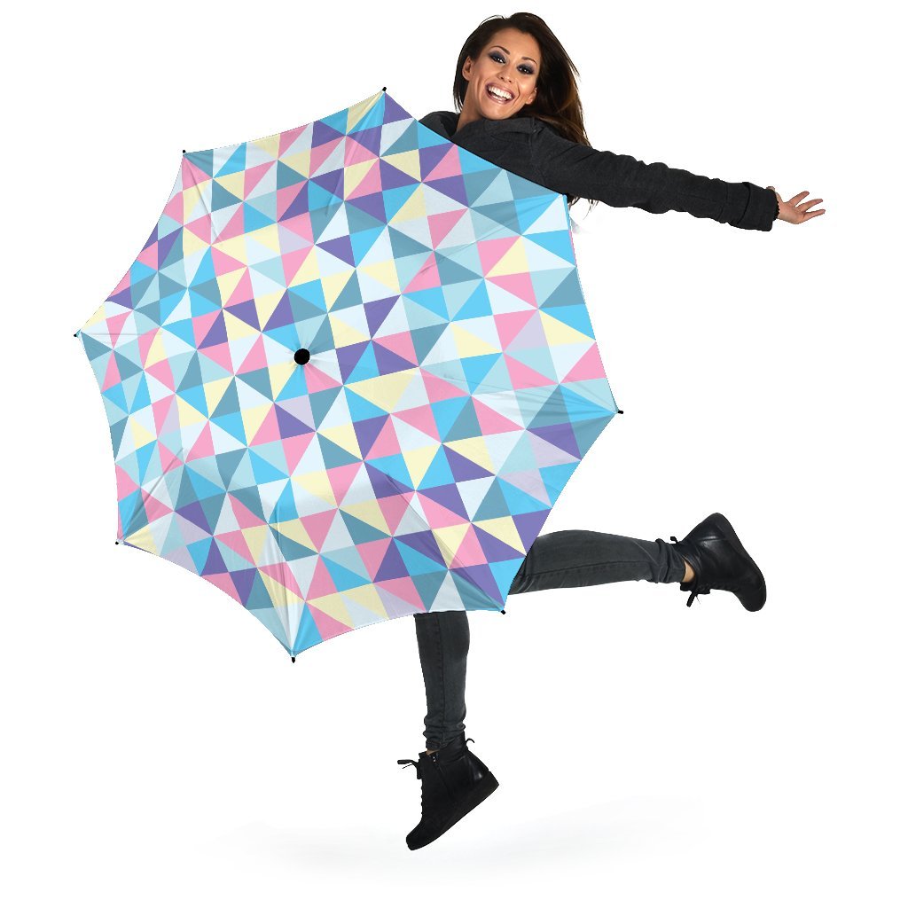 Triangle Print Pattern Automatic Foldable Umbrella-grizzshop