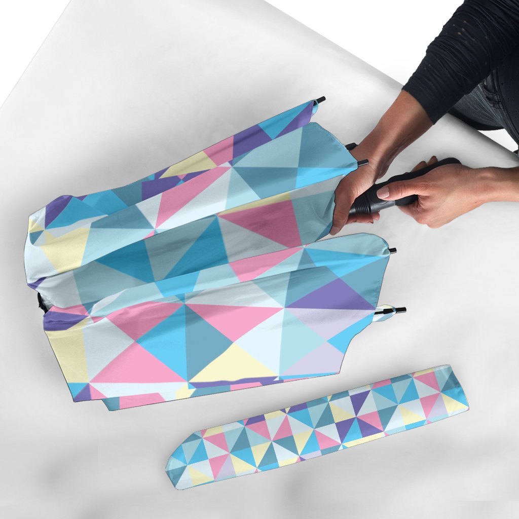 Triangle Print Pattern Automatic Foldable Umbrella-grizzshop