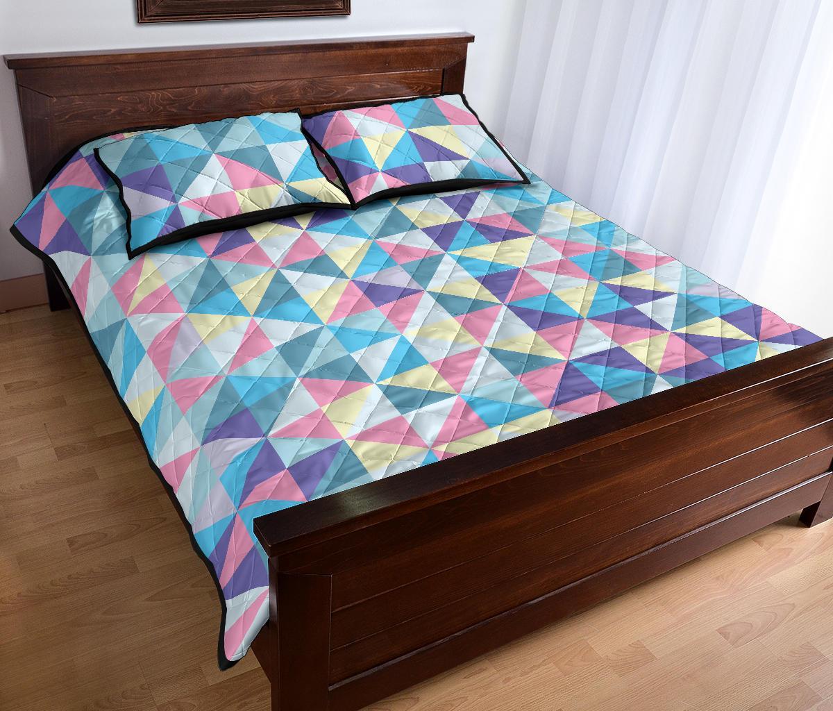 Triangle Print Pattern Bed Set Quilt-grizzshop