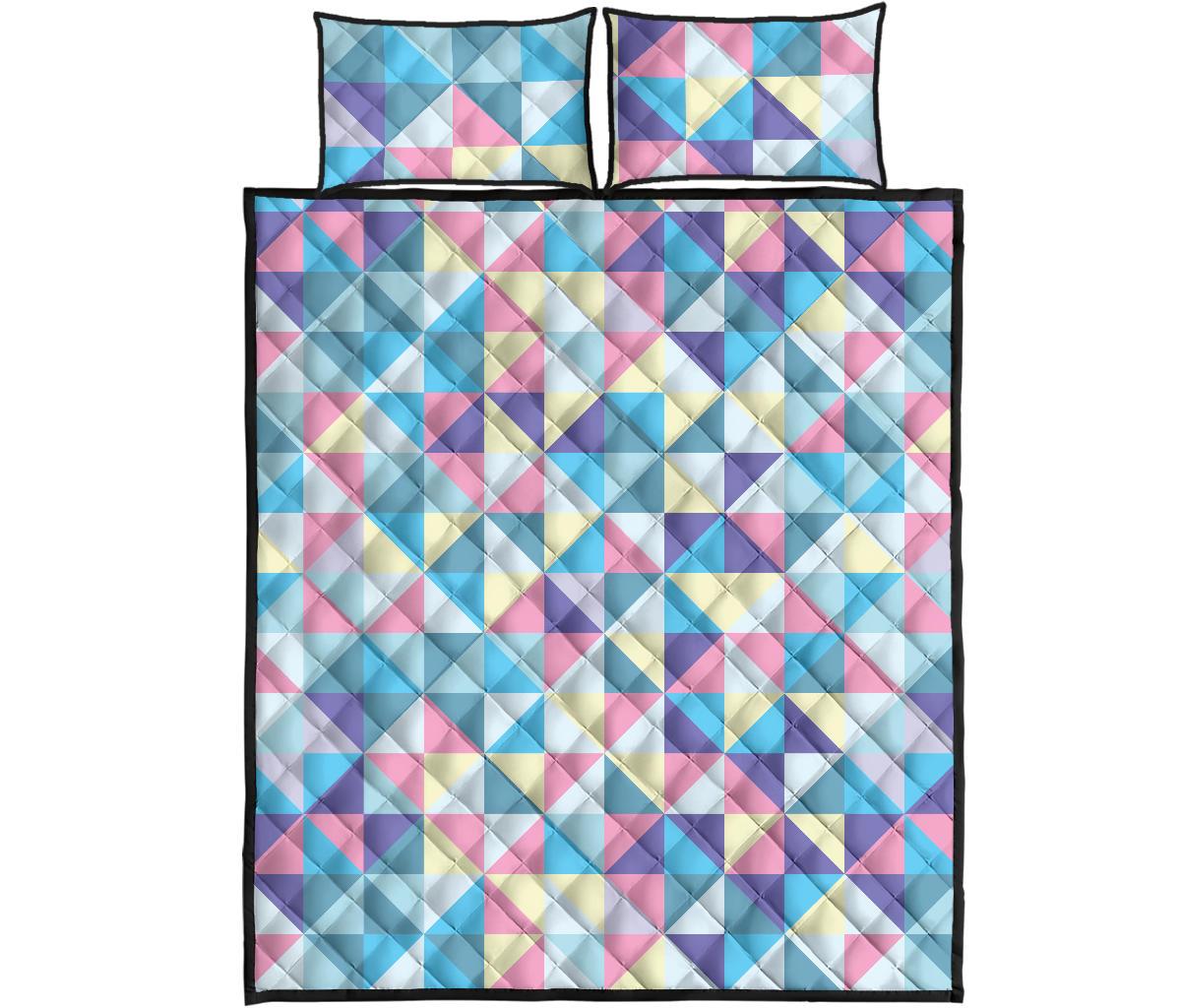 Triangle Print Pattern Bed Set Quilt-grizzshop