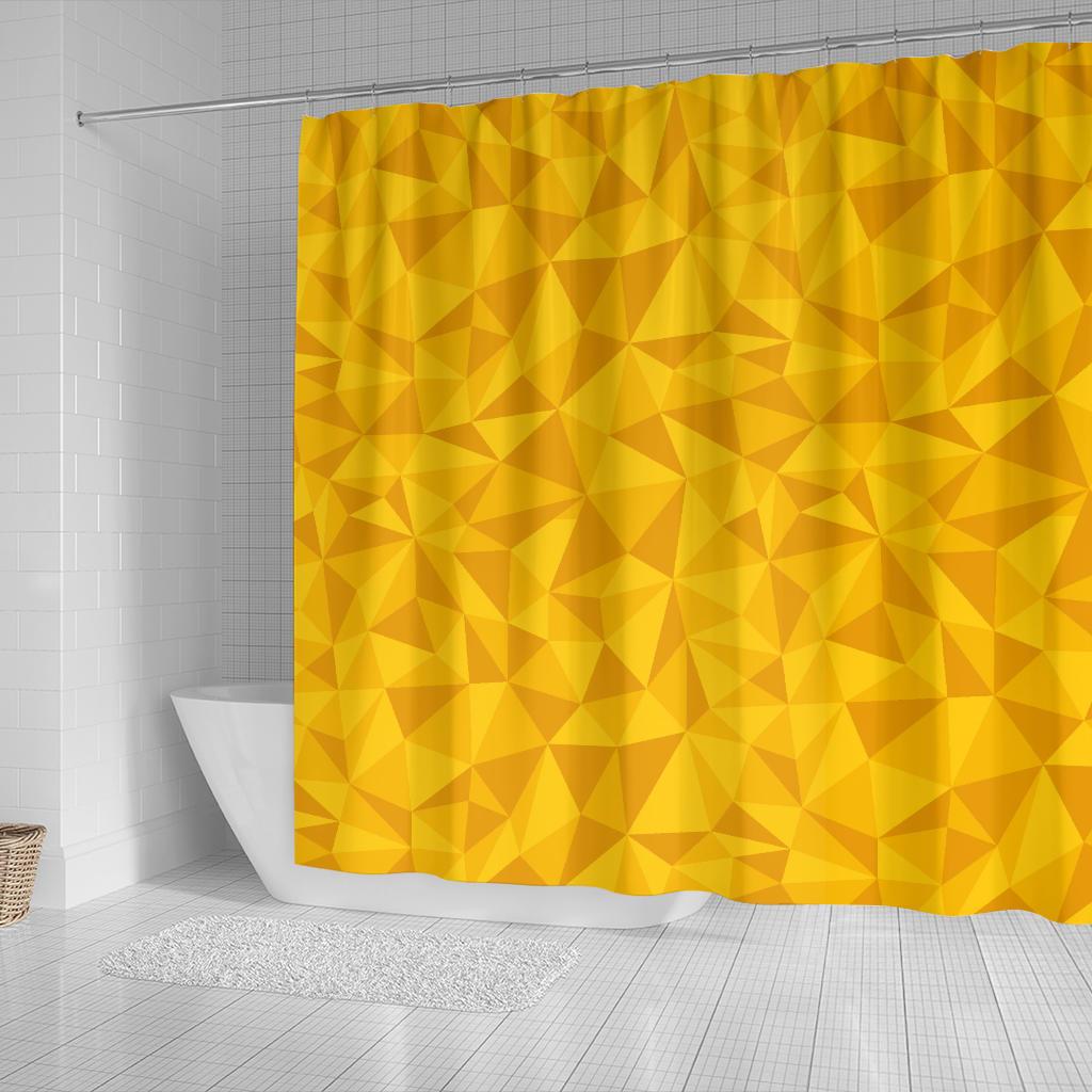 Triangle Yellow Pattern Print Bathroom Shower Curtain-grizzshop