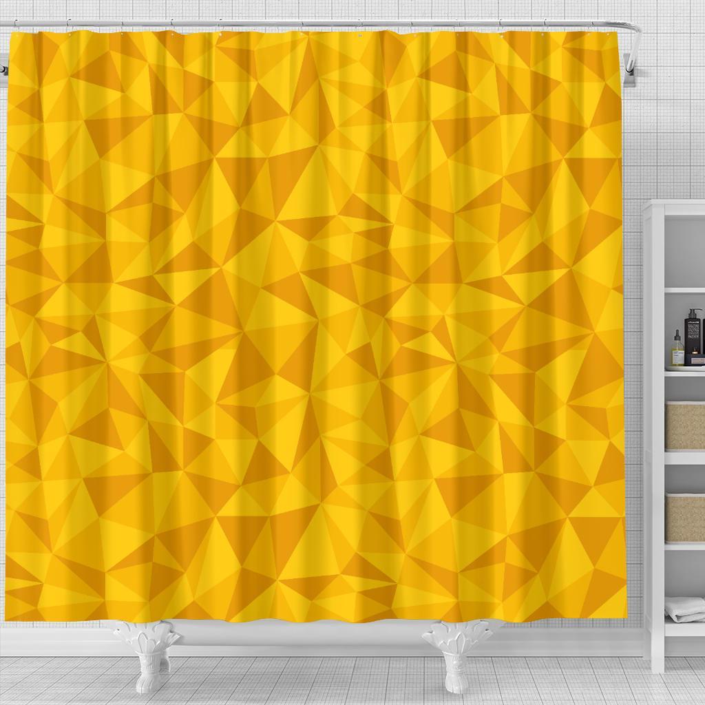 Triangle Yellow Pattern Print Bathroom Shower Curtain-grizzshop