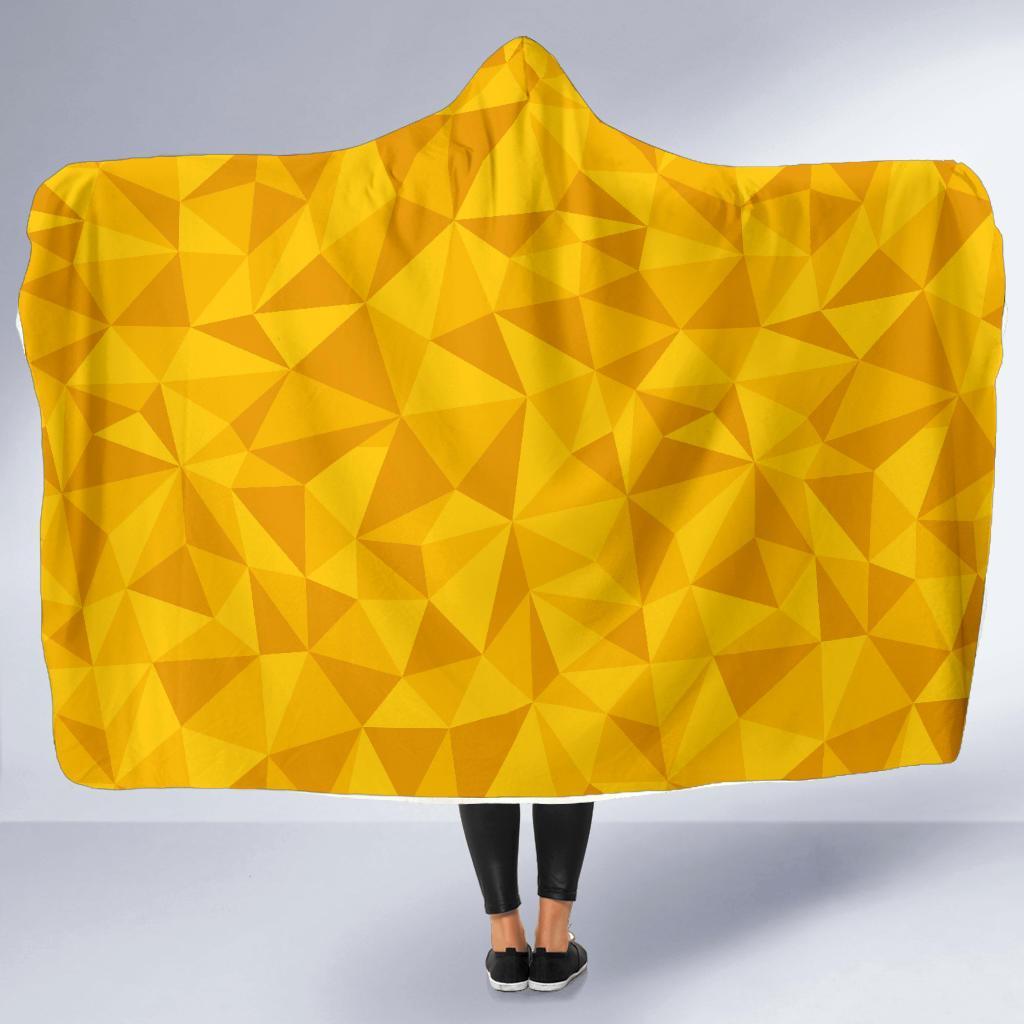 Triangle Yellow Pattern Print Hooded Blanket-grizzshop