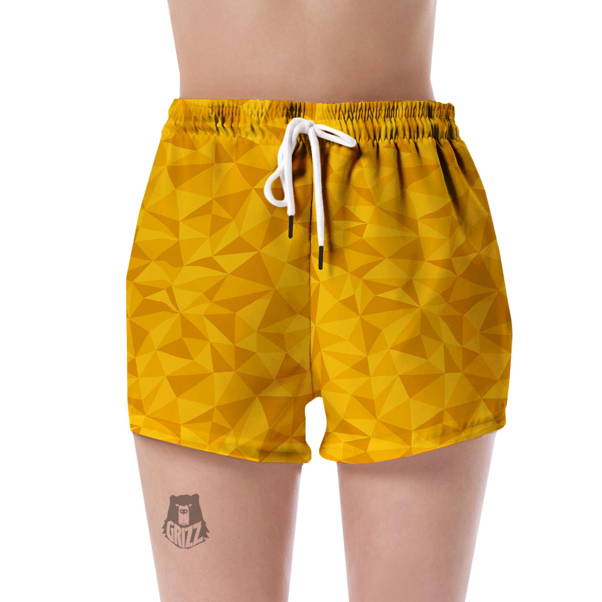 Triangle Yellow Pattern Print Women's Shorts-grizzshop