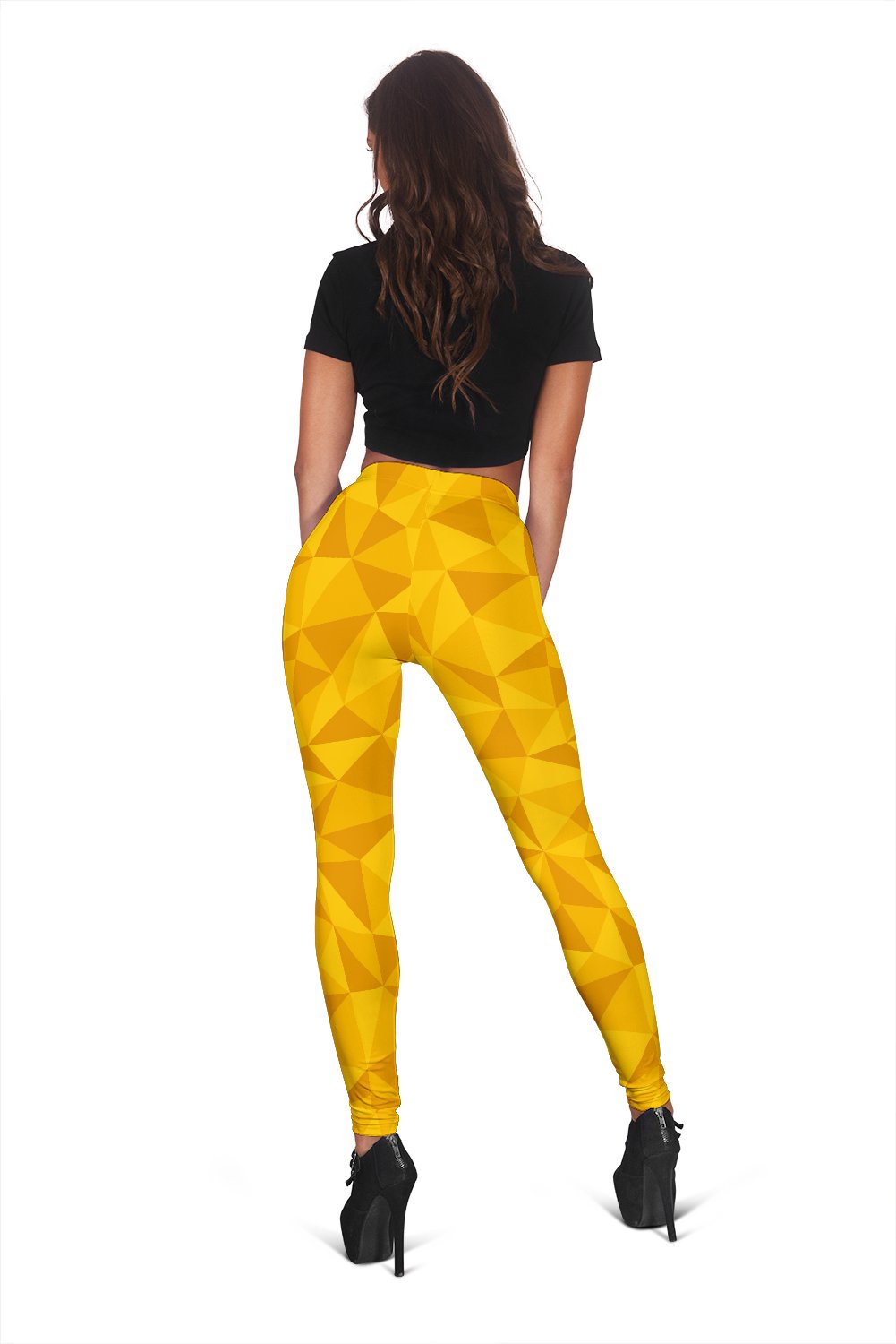 Triangle Yellow Pattern Print Women Leggings-grizzshop