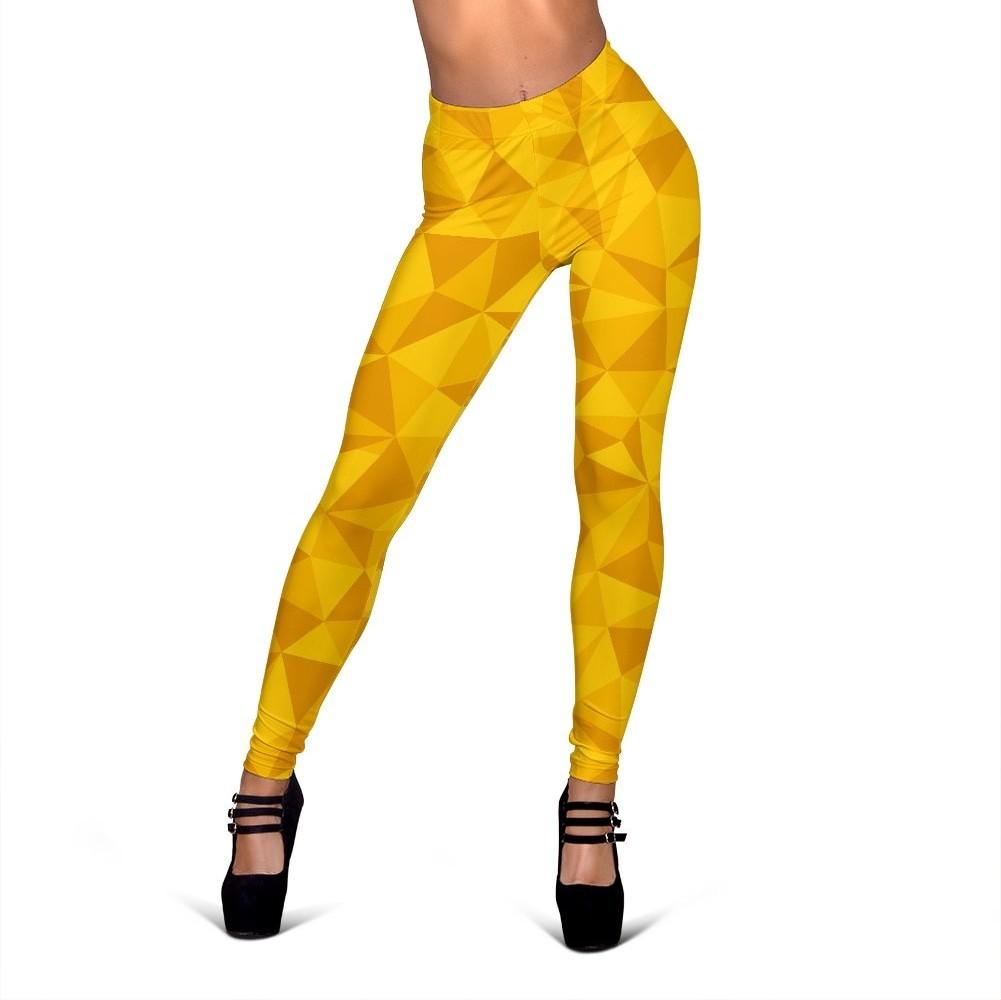 Triangle Yellow Pattern Print Women Leggings-grizzshop