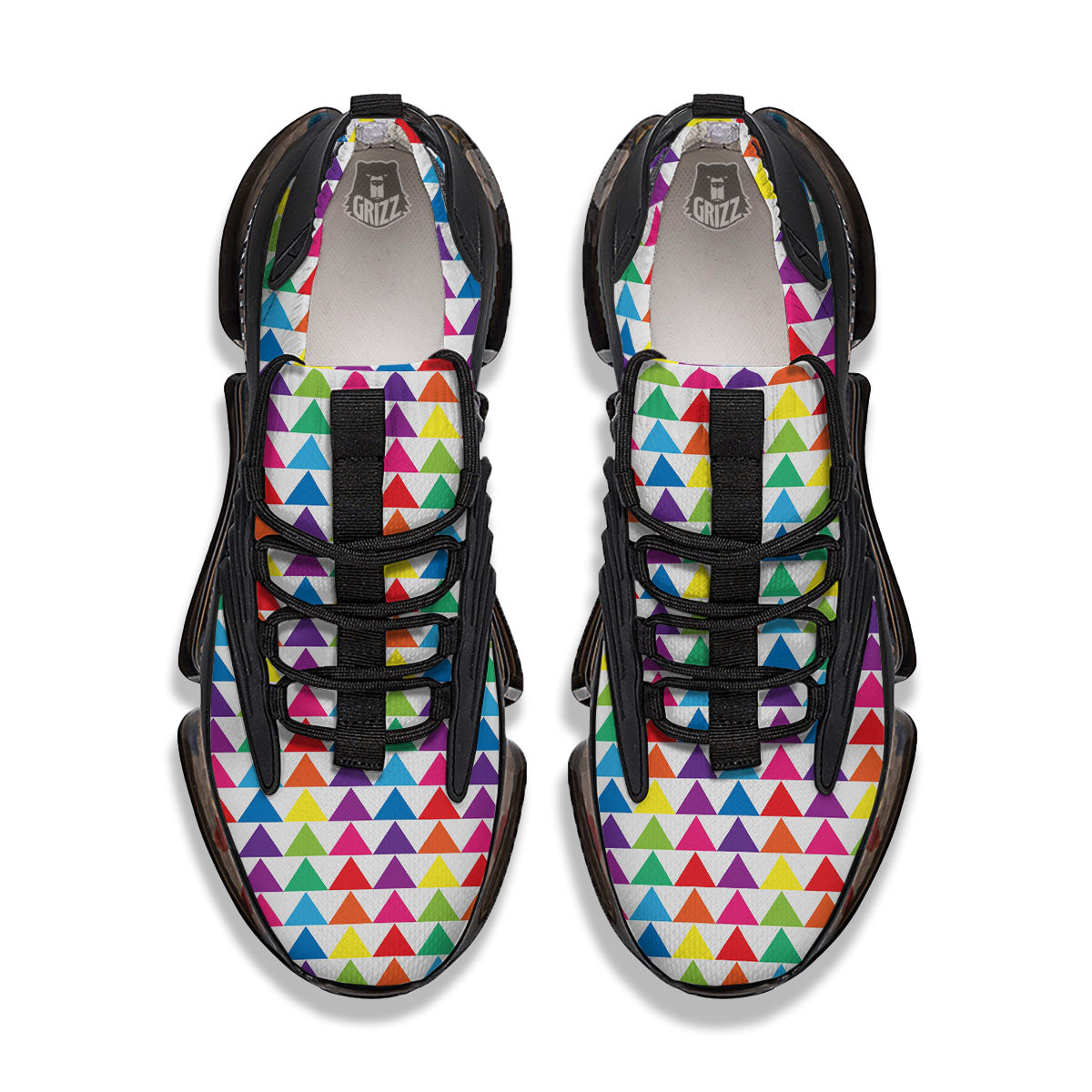 Triangles Rainbow Print Pattern Black Gym Shoes-grizzshop