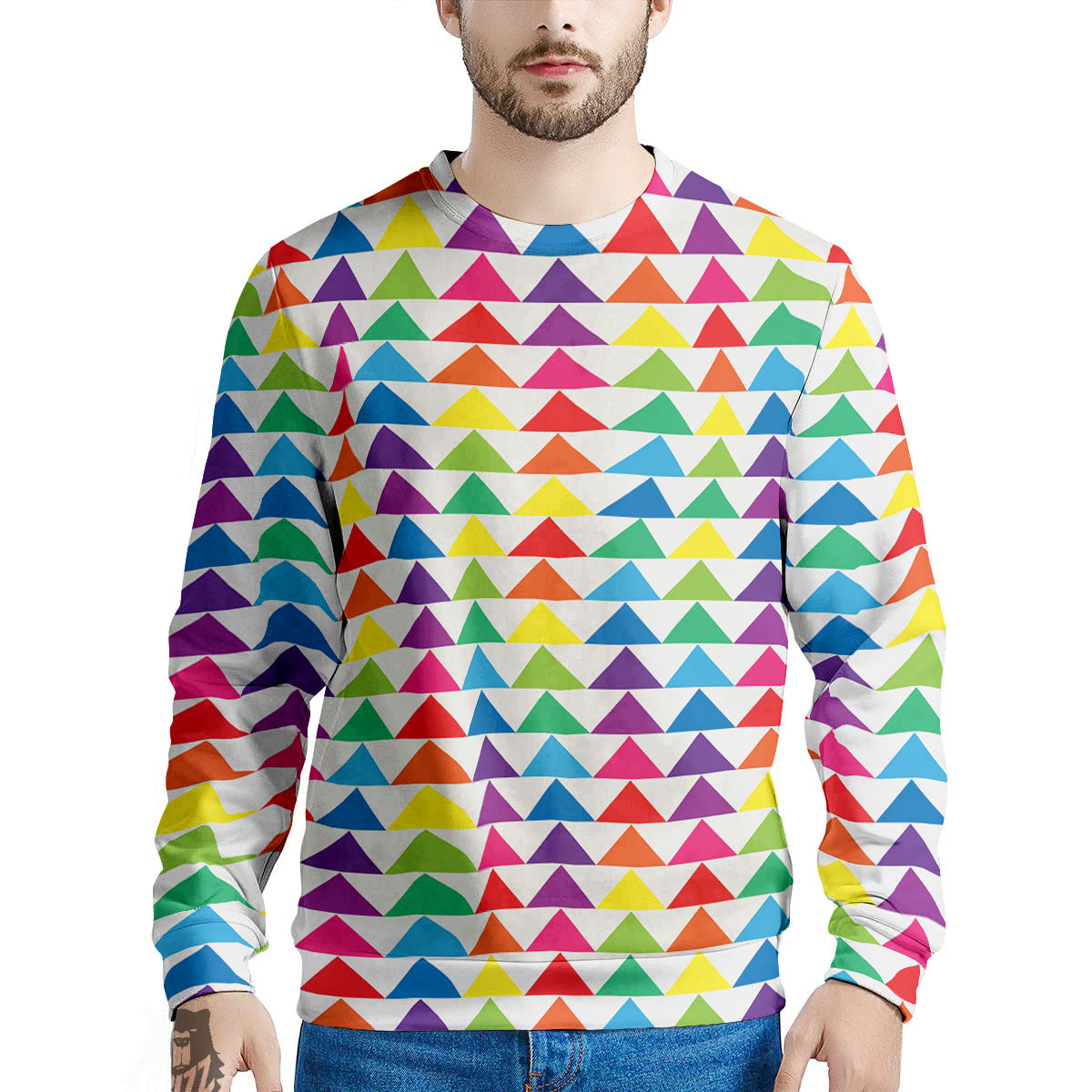 Triangles Rainbow Print Pattern Men's Sweatshirt-grizzshop