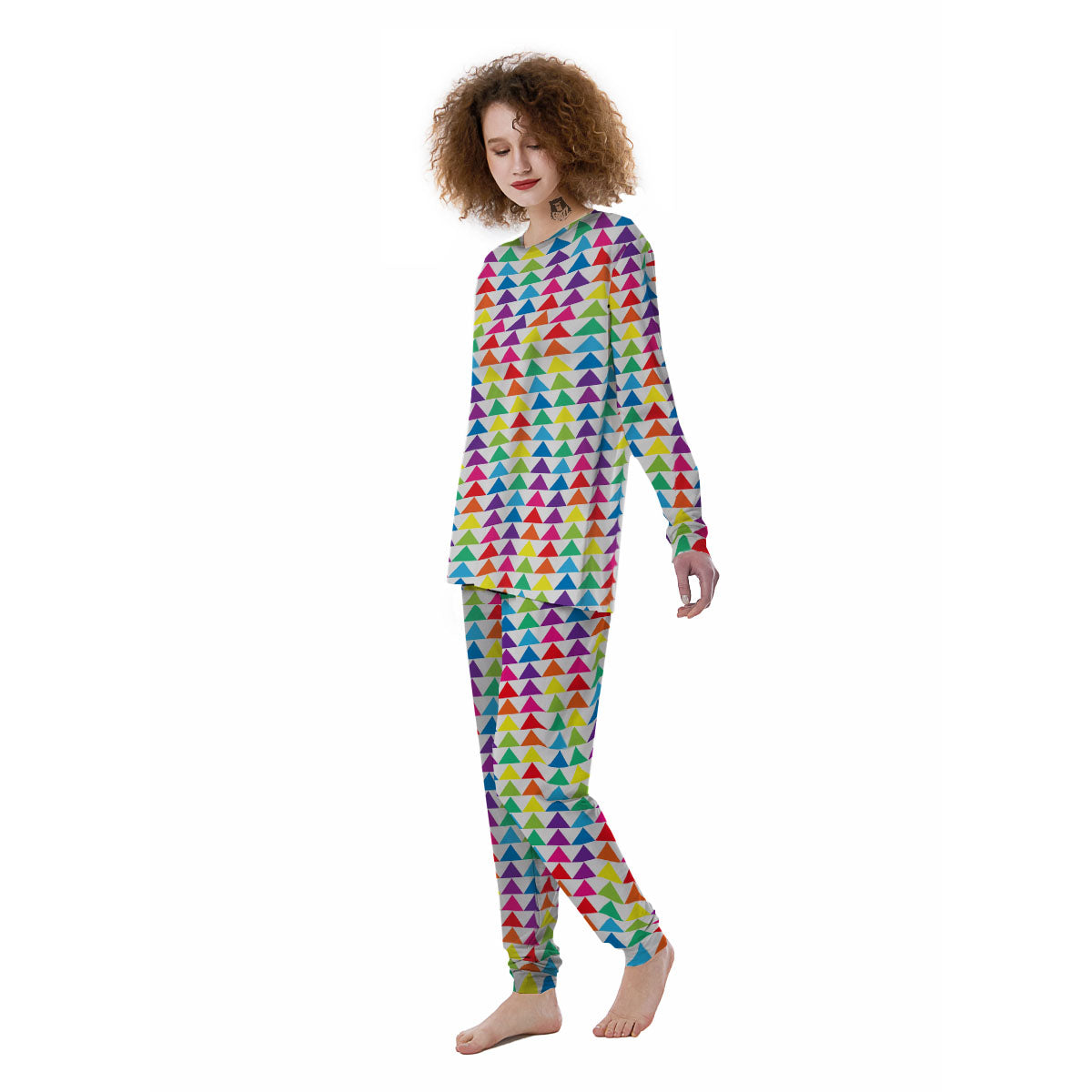 Triangles Rainbow Print Pattern Women's Pajamas-grizzshop