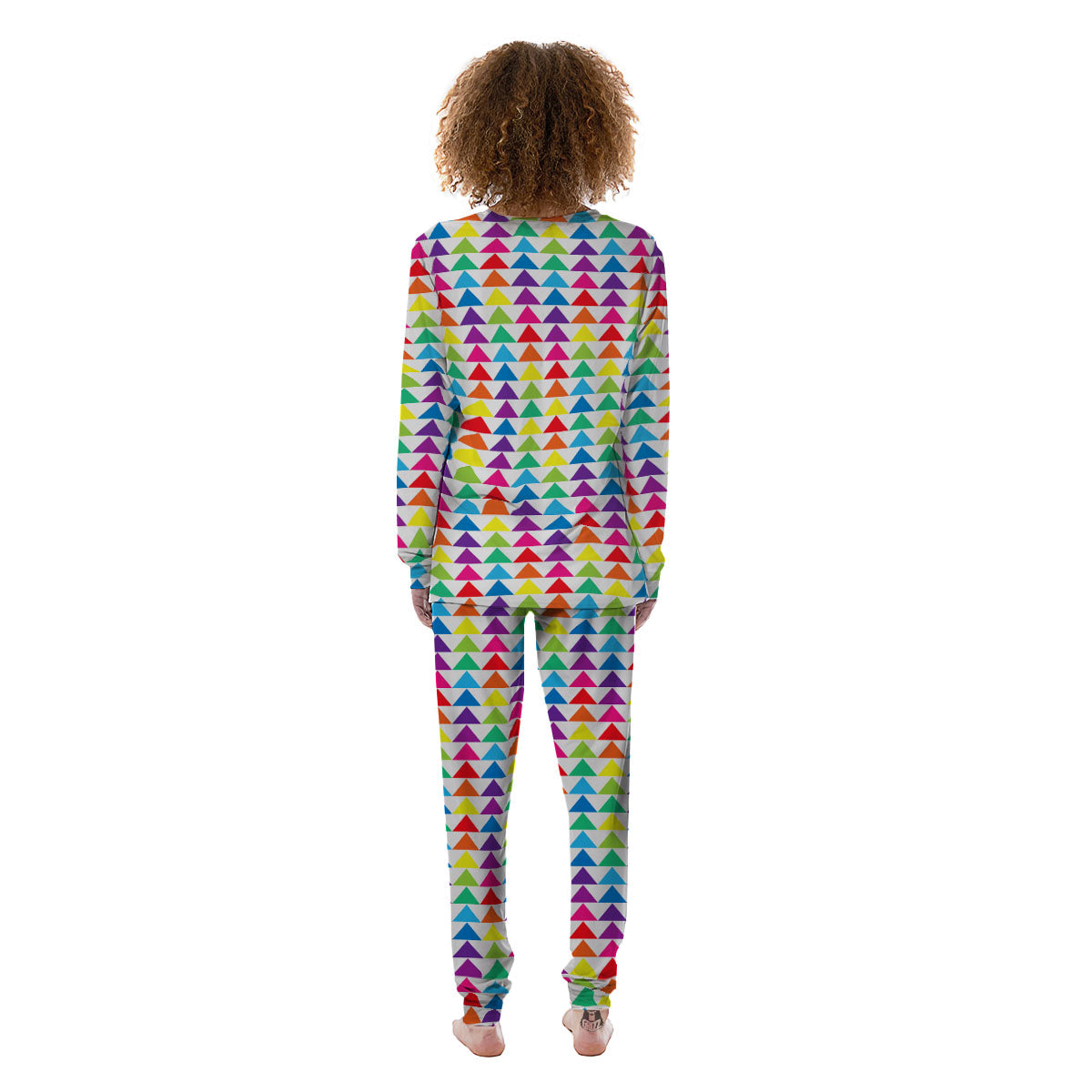 Triangles Rainbow Print Pattern Women's Pajamas-grizzshop