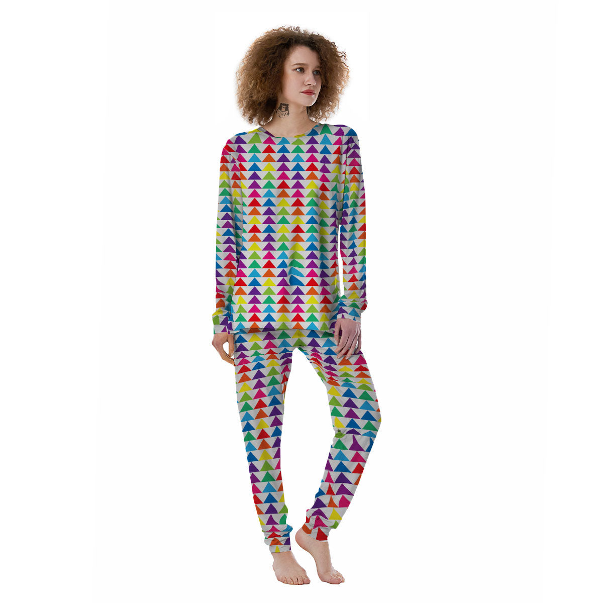 Triangles Rainbow Print Pattern Women's Pajamas-grizzshop