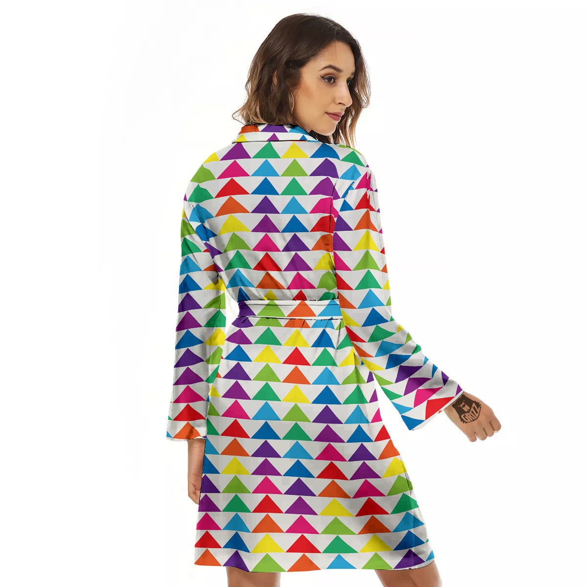 Triangles Rainbow Print Pattern Women's Robe-grizzshop