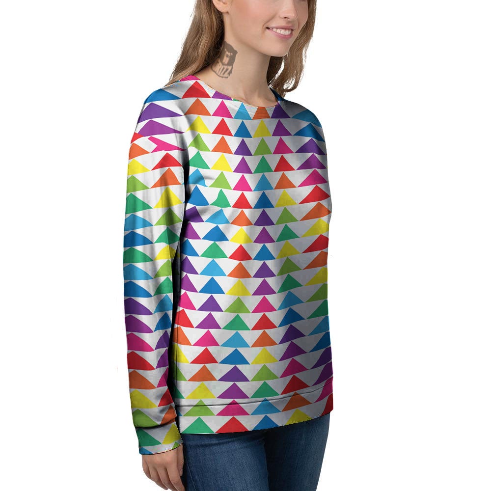 Triangles Rainbow Print Pattern Women's Sweatshirt-grizzshop